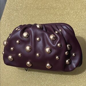 Burgundy Evening Clutch with Gold Accents